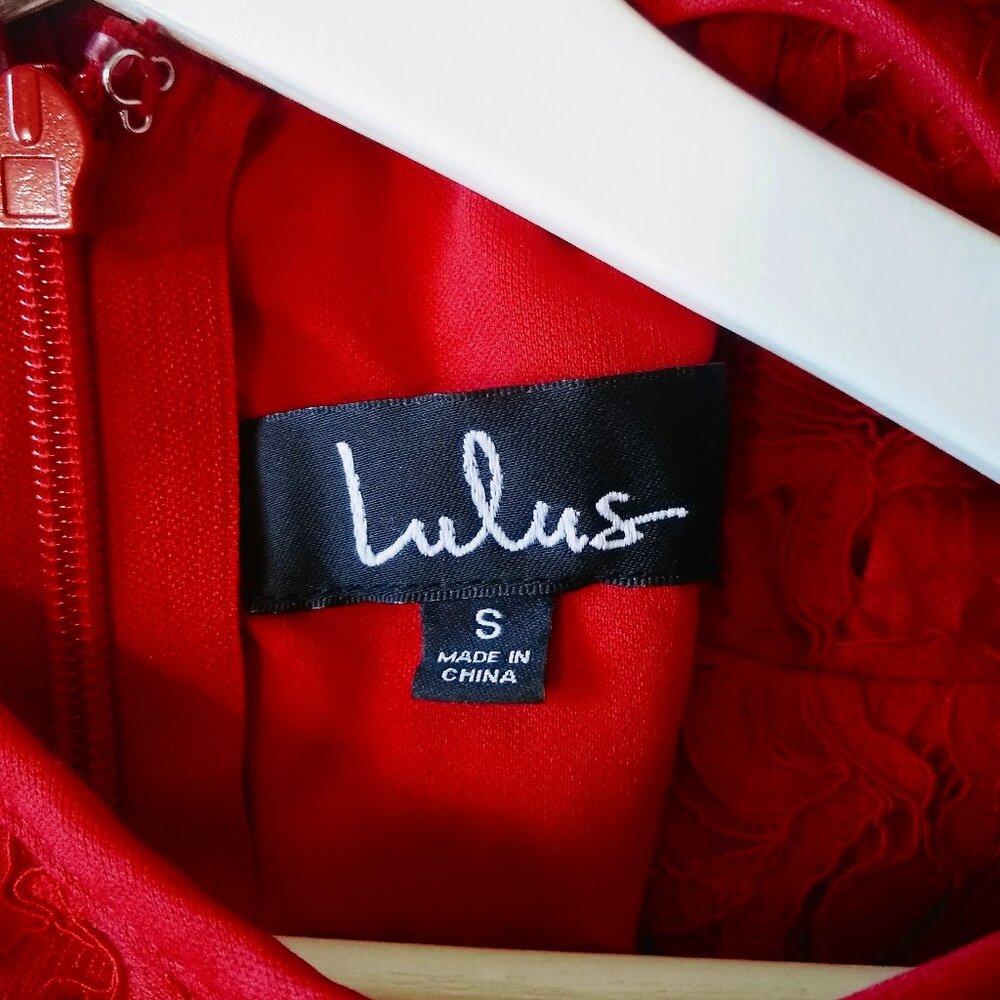 LULUS ENDLESSLY INFATUATED RED LACE MIDI DRESS - Picture 11 of 14